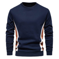 Autumn new men's long sleeved patchwork hoodie, foreign trade men's casual slim fit round neck sports pullover